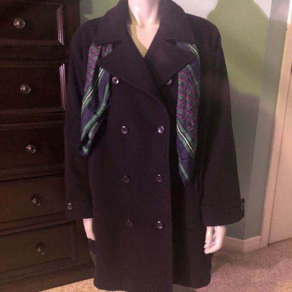 Mallia navy wool blend pea coat Size 16 - Picture 2 of 16